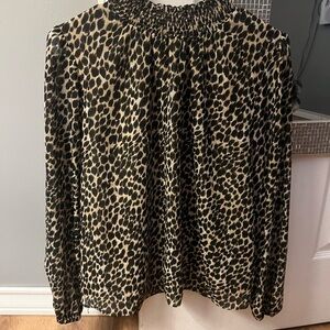 J. Crew Black and Tan Animal Print Blouse